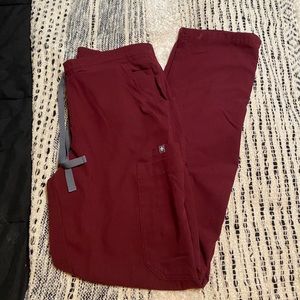 Yola Skinny Scrub Pants Maroon Figs